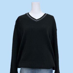 y2k black distressed emo alt skate grunge vneck sweater